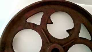 2 Antique Ornate Cast Iron Wheels Industrial Hit Miss Engine Farm Cart Steampunk 3