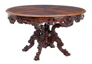19th Century Danish Carved Mahogany Center Table