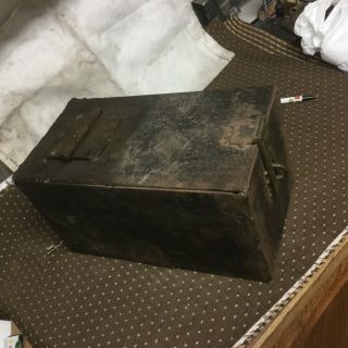 Antique Lockable Strong Box.  Steel