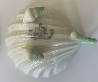 BELLEEK Antique NEPTUNE Tea Cup & Saucer with shell feet c.  1891 Made in IRELAND 4