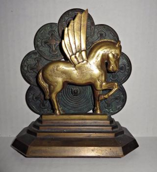 Antique 1920s JACKSON CO Bronze Pegasus Flying Winged Horse Bookends Statue RARE 5