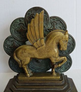 Antique 1920s JACKSON CO Bronze Pegasus Flying Winged Horse Bookends Statue RARE 7