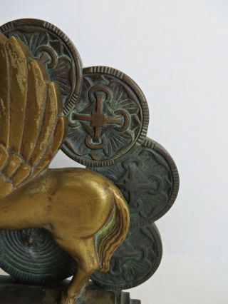 Antique 1920s JACKSON CO Bronze Pegasus Flying Winged Horse Bookends Statue RARE 8