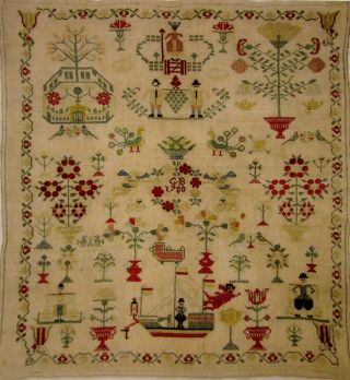 Colorful Cross Stitch Chart Antique Dutch Sampler Pattern 1780
