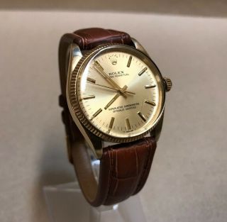 Vintage ROLEX Oyster Perpetual 1002 14K Yellow Gold 34mm 2