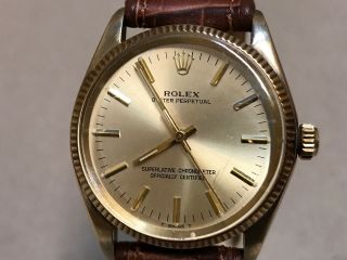 Vintage ROLEX Oyster Perpetual 1002 14K Yellow Gold 34mm 3