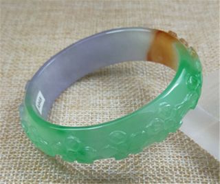 55.  5MM 100 Natural ICE GREEN YELLOW PURPLE JADEITE jade bracelet 2