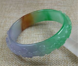 55.  5MM 100 Natural ICE GREEN YELLOW PURPLE JADEITE jade bracelet 3