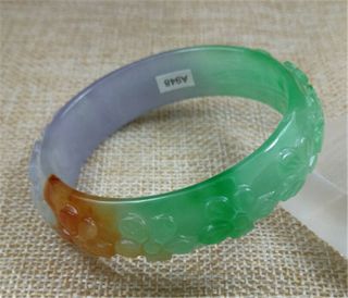 55.  5MM 100 Natural ICE GREEN YELLOW PURPLE JADEITE jade bracelet 5