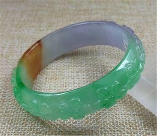 55.  5MM 100 Natural ICE GREEN YELLOW PURPLE JADEITE jade bracelet 8