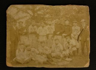 Baseball Team Cabinet Photo Little Falls,  Jersey Antique C.  1909 Id 