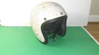Vintage 1962 Bell Toptex 500 - Tx Motorcycle Helmet 7 3/8 White 1960 