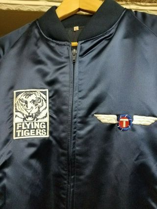Vintage Flying Tigers Cargo Freight Airline  Embroidered Nylon Jacket Lg