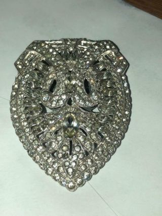 Antique Jewellery Art Deco Paste Rhinestone Dress Clip Fur Clip Huge Brooch Pin