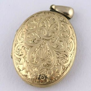 Antique Victorian 10k Gold Filled Gf Etched Double Sided Large 2 1/8” Locket