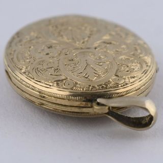 ANTIQUE VICTORIAN 10K GOLD FILLED GF ETCHED DOUBLE SIDED LARGE 2 1/8” LOCKET 4