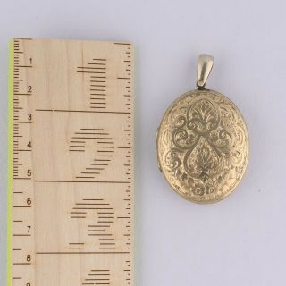 ANTIQUE VICTORIAN 10K GOLD FILLED GF ETCHED DOUBLE SIDED LARGE 2 1/8” LOCKET 6