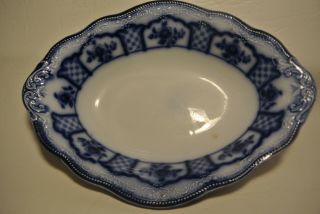 Antique W.  H.  Grindley Mebourne Flow Blue Vegetable Bowl