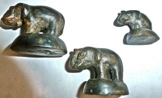 Set 3 Antique Bronze Elephants Opium Weights Graduated 1,  1.  25,  1.  5 " Great Patina