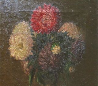 Antique 19th Century Still Life Oil Painting of Flowers 3