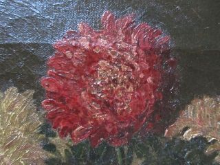 Antique 19th Century Still Life Oil Painting of Flowers 5