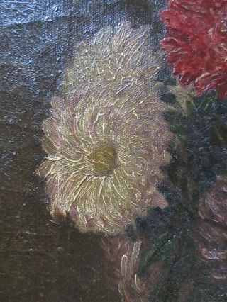 Antique 19th Century Still Life Oil Painting of Flowers 6