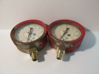 Robinair Mfg Corp 0 - 500 Psig Pressure Gauge 2 - 1/2 " - Antique [lot Of 2] – Usa