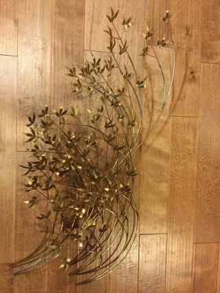 C.  Jere Dimensional Brass Leaf Bamboo Willow Branch Wall Art Sculpture Unsigned