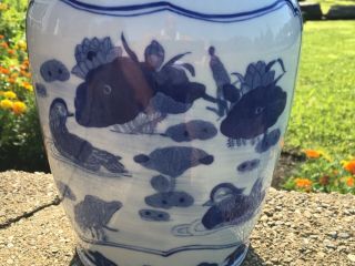 Chinese Ming Mark Blue & White Porcelain Vase Urn Jar 18th c.  Kangxi? BIRDS 6