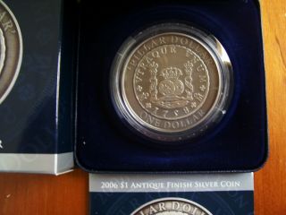 2006 $1 Antique Finish Silver Coin: " 1758 Pillar Dollar.  "