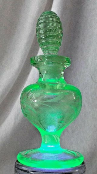 Green Vaseline Glass Perfume Bottle