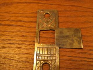 Eastlake ? Door Strike Plate.  Brass.  Bronze ? Ornate Both Sides.