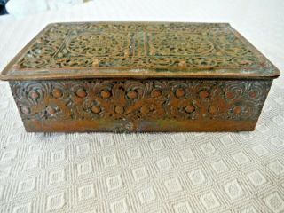 Antique Erhard & Sohne Art Nouveau Footed Brass Tobacco Box,  Germany signed 2