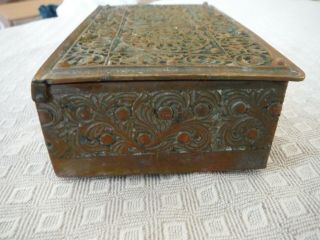 Antique Erhard & Sohne Art Nouveau Footed Brass Tobacco Box,  Germany signed 5