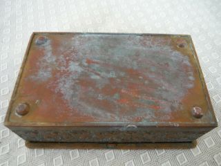 Antique Erhard & Sohne Art Nouveau Footed Brass Tobacco Box,  Germany signed 7