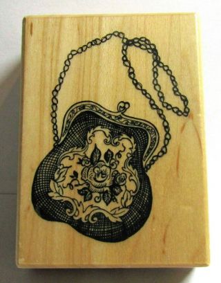 Psx Antique Purse With Roses Mounted Rubber Stamps