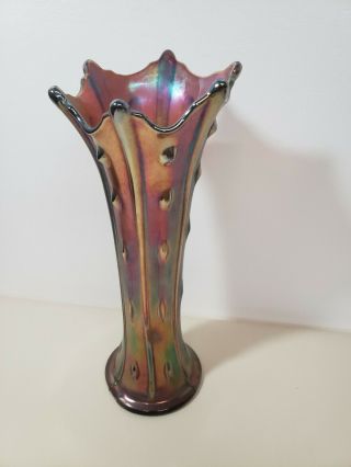 Antique 1909 - 1920 Dugan Diamond Target Carnival Glass Vase 9.  25 "