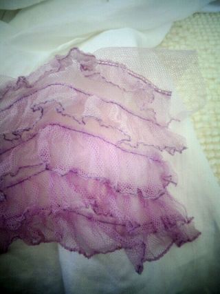 Antique French 6 " Wide Five Ruffled Tulle From A Ballet Skirt