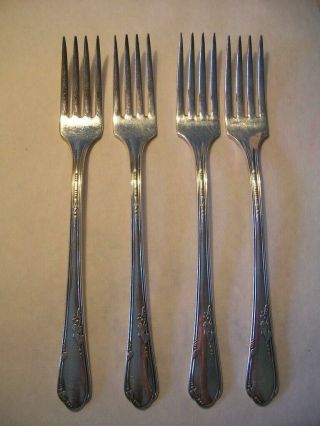4 Oneida Wm.  A.  Rogers A1 Plus Meadowbrook Heather Silverplate Grille Forks