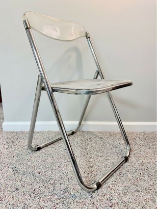 1 Vintage Mid Century Modern Italian Chrome And Lucite Folding Chair