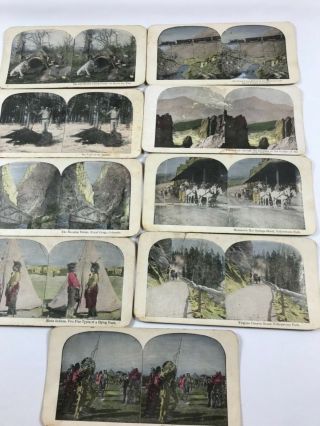 9 Antique Stereoview Cards American Sioux Indian Buffalo Yellowstone