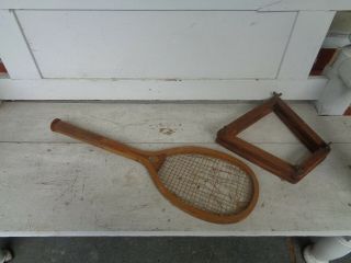 Vintage Antique Wooden Wood Bristol Tennis Racquet Racket Sports