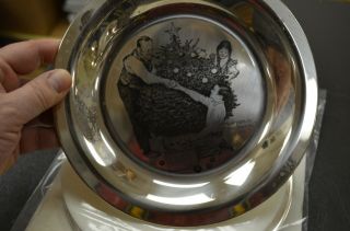 1973 Franklin Sterling Silver Plate Norman Rockwell Trimming The Tree