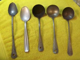 5 Aluminium Vintage Serving Country Kitchen Decorations Hanging Spoons Ladles