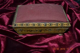 Victorian Small Sewing Box - Wood Inlay - Mosaic With Wood