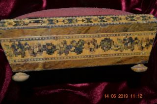 Victorian Small Sewing Box - Wood Inlay - Mosaic with wood 3