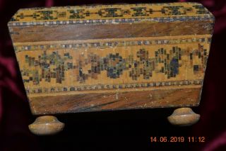 Victorian Small Sewing Box - Wood Inlay - Mosaic with wood 5