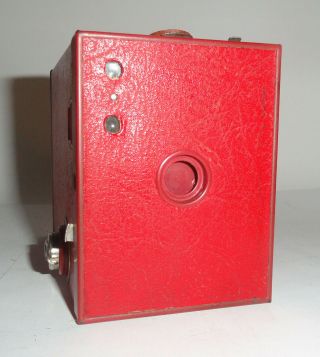 Antique Eastman Kodak No 2 Brownie Box Camera Model F In Red Uses 120 Film