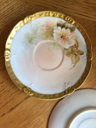 STUNNING Antique Limoges France hand painted artist signed B&H floral Tea Set 10