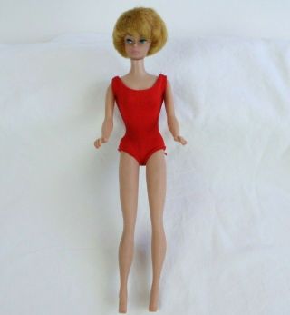 Vtg 1962 Gold Blonde Bubblecut Midge Mattel Barbie Doll Red Swimsuit